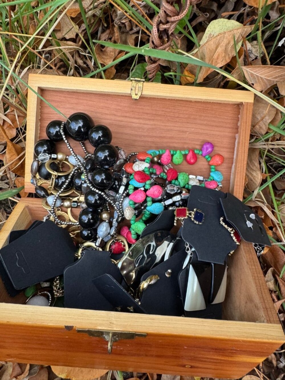Costume Jewelry Lot Box Chunky Necklaces Earrings As Is